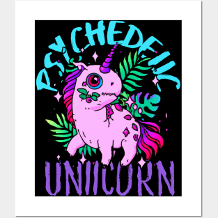 Cute Crazy Psycedelic Unicorn Artwork Posters and Art